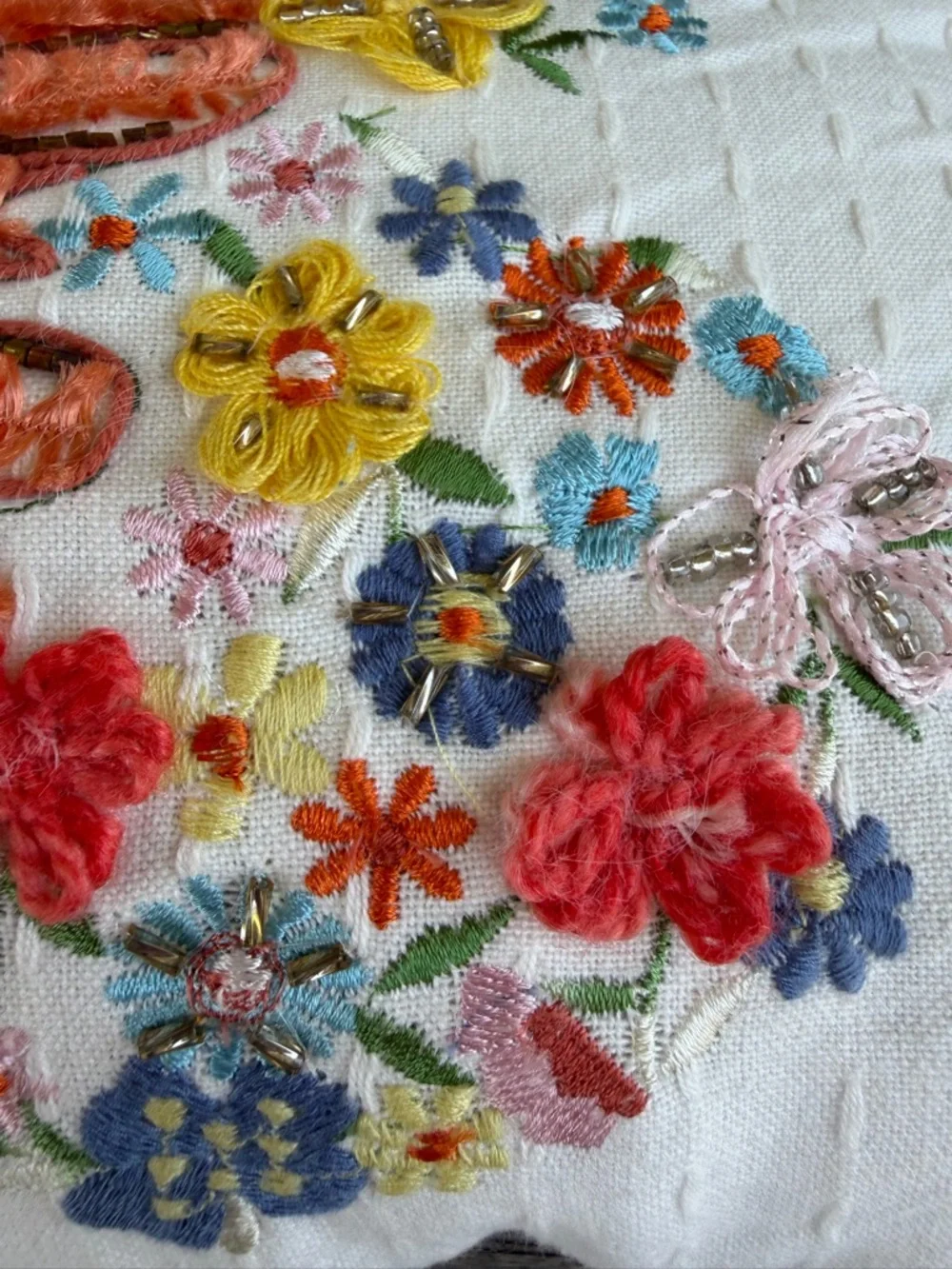 Sonoma Beaded Butterfly Embroidered Accent Pillow Set Colorful Fringe 14x20 GUC